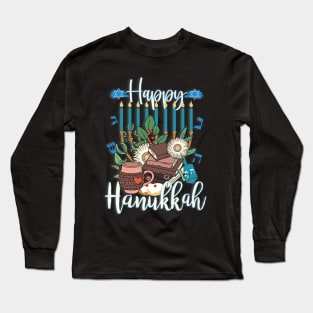 Happy Hanukkah Menorah Jewish Christmas Xmas Long Sleeve T-Shirt
